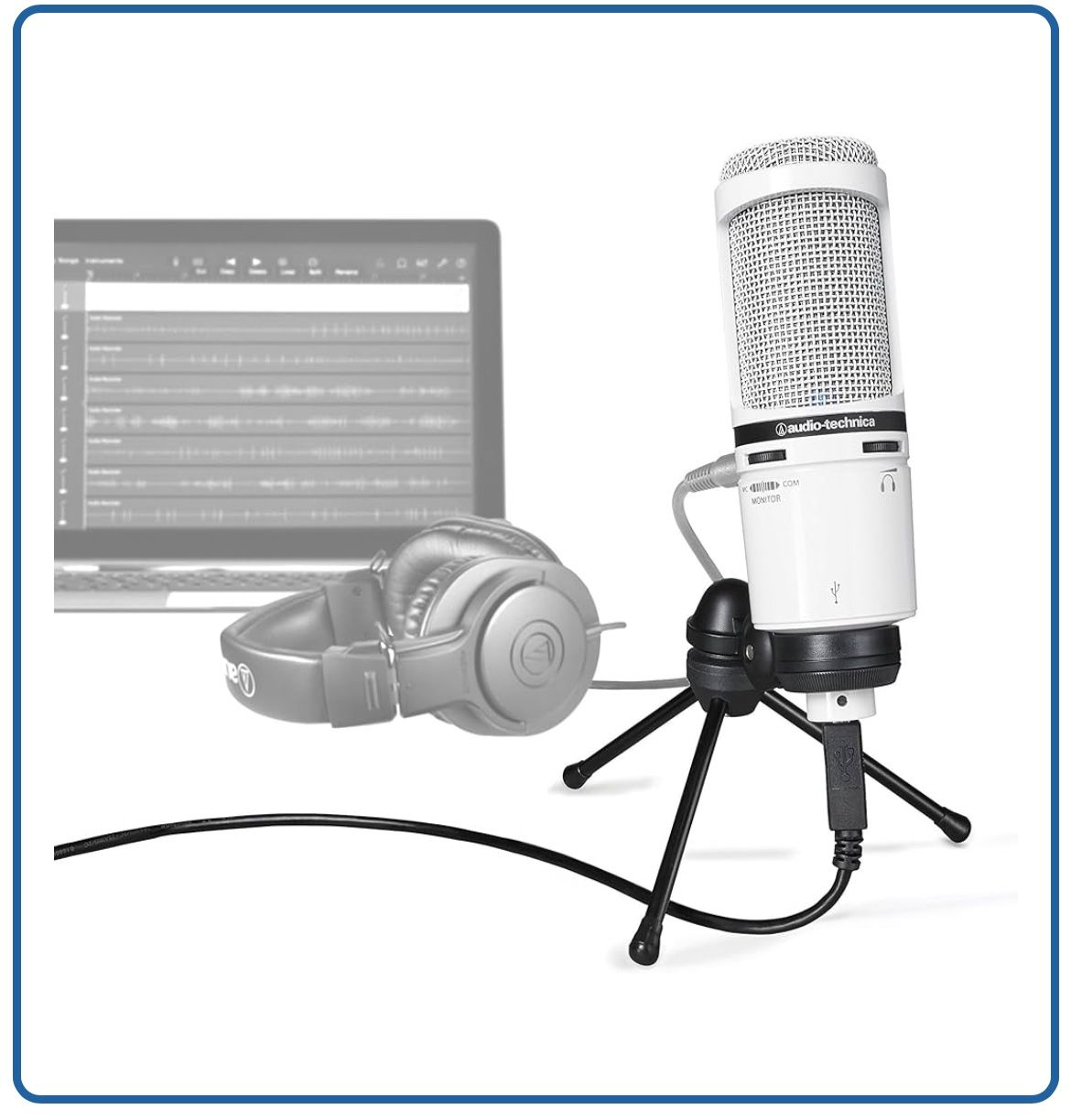Audio-Technica AT2020USB+ Cardioid Condenser USB Microphone, White