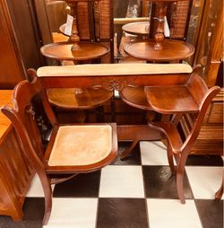Antique Boudoir Maple Wood Telephone Table/ Gossip Bench.