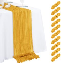 Beautane Gold Cheesecloth Table Runner - 10 Pack, 17"X108"