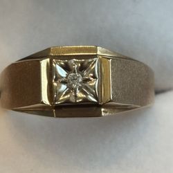 10 Karat Yellow/White Gold Square Inset Men’s Diamond Ring