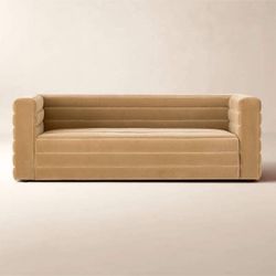 CB2 Strato 80" velvet sofa in camel