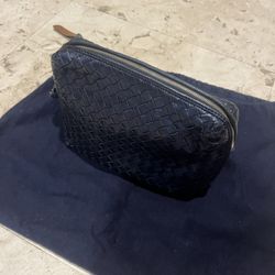 Bottega Veneta Blue Woven Leather Clutch Purse