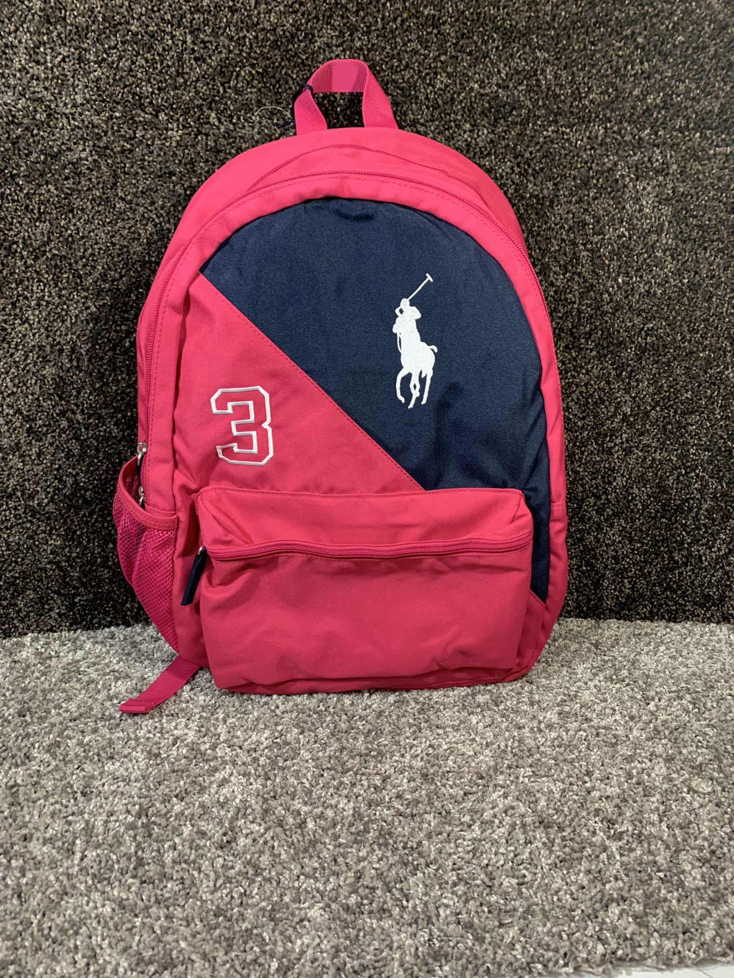 Polo Ralph Lauren Authentic Banner Stripe 3 Backpack Fuchsia/Navy/White - Pink/Blue/White Brand New With Tags Authenticity Guaranteed MSRP $150.00
