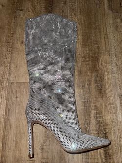 Silver sequin boots