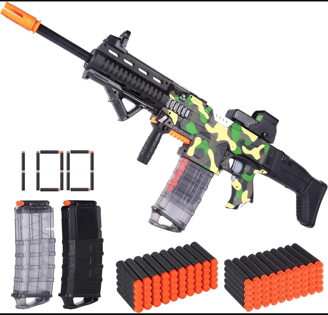 COOLFOX Electric Automatic Toy Gun for Nerf Guns Sniper Soft Bullets [Shoot Faster] Camouflage Burst Bullets for Boys,Toy Foam Blasters & Guns with 10