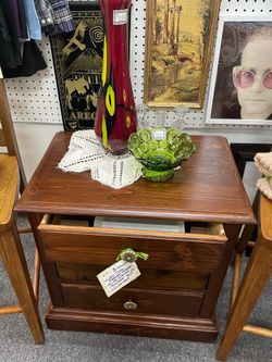 Side Table 3 Drawer Wood Nightstand