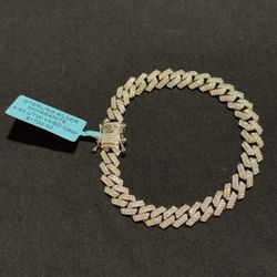 Sterling Silver Solid 925 Moissanite 8” 8mm Bracelet
