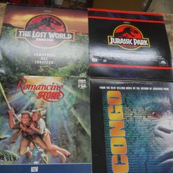  lot 4 laserdiscs Jurassic Park Lost World, Jurassic Park, Romancing The Stone ,Congo. very good condition.    