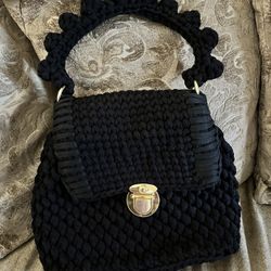 Black Crochet Handbag 