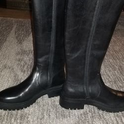 INC Black Leather Boots