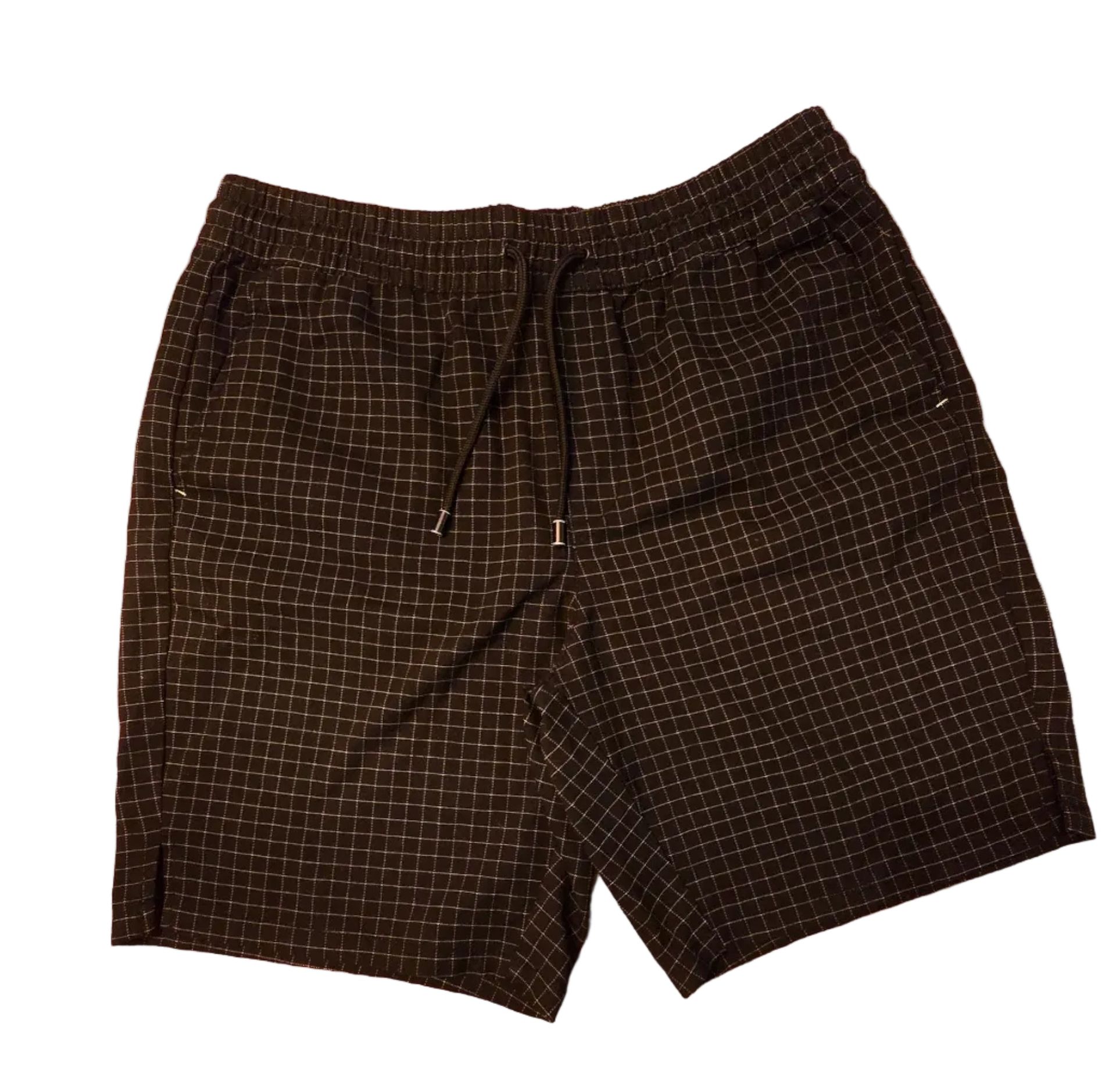 Denim Co. Black Grid Shorts – Size L – Modern Relaxed Fit