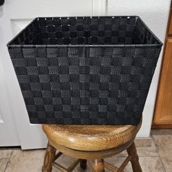 BLACK WOVEN STORAGE CONTAINER 13" X 15"
