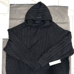 Fear of God Essentials Cable Knit Hoodie Jet Black Size Small  