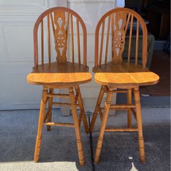 Two High Chairs Solid Wood