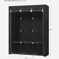 SONGMICS Portable Closet Wardrobe Closet Organizer with Cover - Black