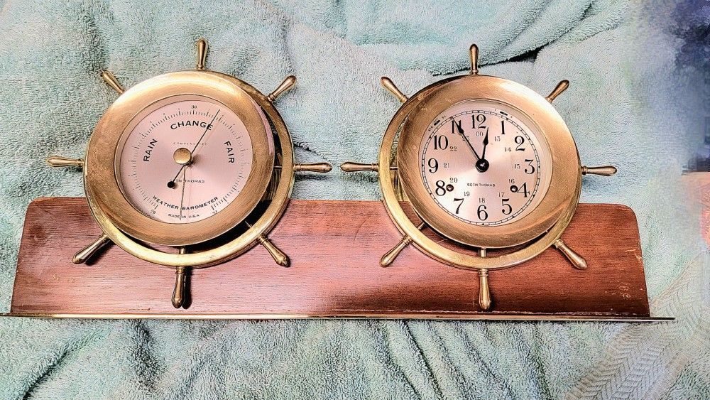 Seth Thomas Vintage Ship Clock And Barometer