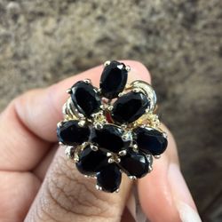 14k Onyx Cluster Ring Size 8.5