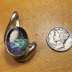 Vintage Sterling Mystic Topaz Pendant 
