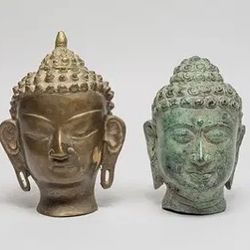 Asian Bronze Buddha Head Sculptures