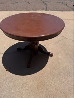 Brown tound table sturdy wood
