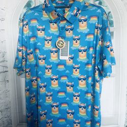 Men's Size XL Polo Shirt Dry Fit Performance Llama Fiesta NEW