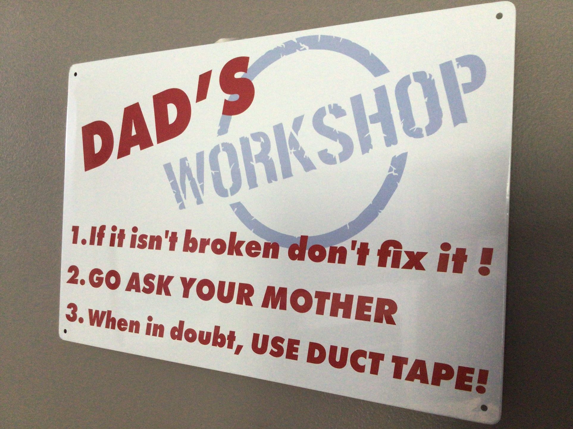 Dad’s Workshop Colorful Lightweight Tin Wall Decor