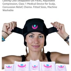 Icekap Cold Cap for Migraine Relief & Chemo, Longer Lasting Cold Swappable Gel Packs, Adjustable Compression, Class 1 Medical Device for Scalp, Concus
