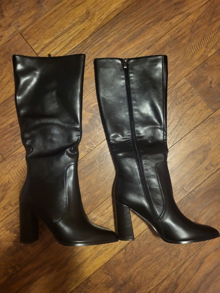 Women's Knee High Vinyl Boots - Sz. 10.5 - Brand New