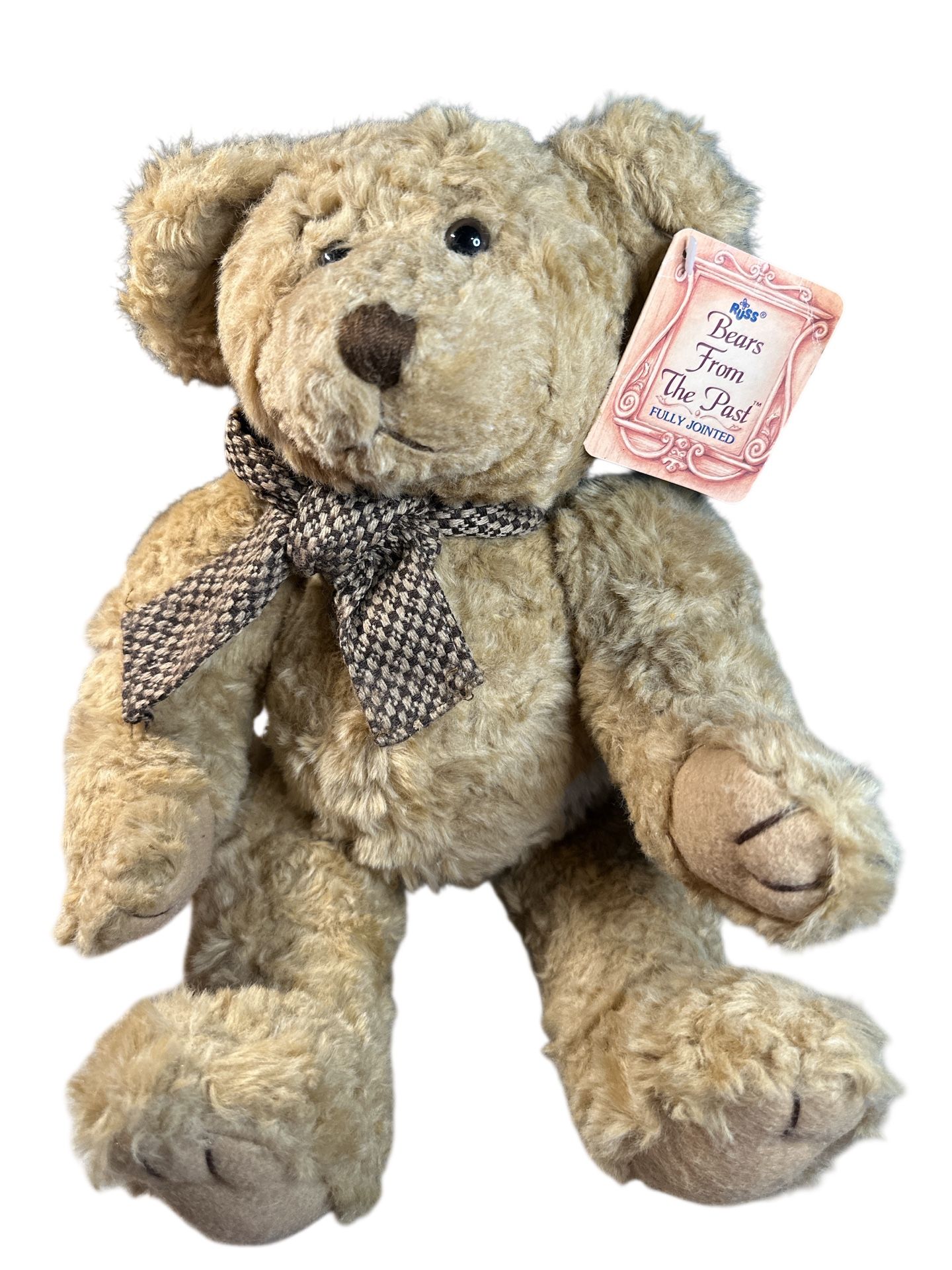 15”Bear Russ Berrie "Bears From the Past" BROWNING shown. This delightful bear is fully jointed wearing a big brown bow measures approximately 15inche
