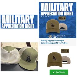 Dodgers Military Theme night Hat LA Snapback SGA 8/16/25