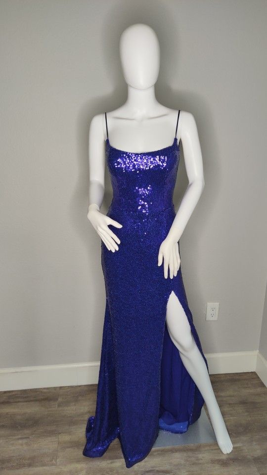 Blue Sequin Prom Dress, Size 5-6