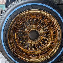 13x7 72 Crosslace All Golds Lowrider Rims