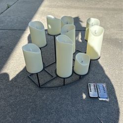 Black Metal Pillar Candle Holders for Inside Fireplace Mantle Decor Floor Candelabras Table Centerpiece