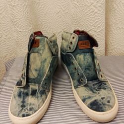 Men's 9.5Vans Bleached Denim Hi Top OTW Collection Virtually Flawless * No Laces