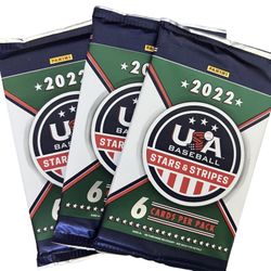 2022 Panini USA Baseball Stars & Stripes Unopned Wax Packs - Lot of 3