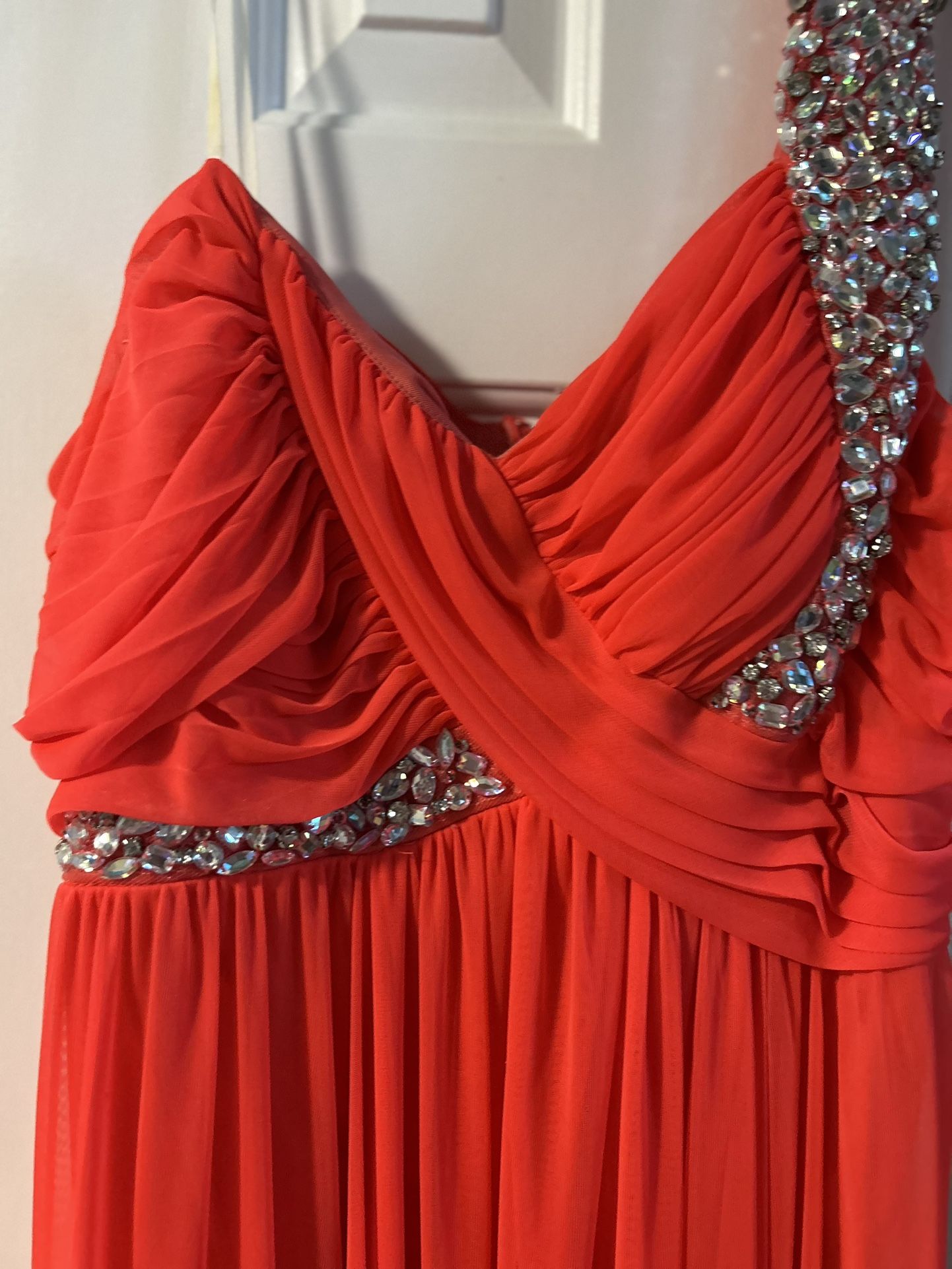 Orange Gown With Rhinestones, Very Elegant And Sexy