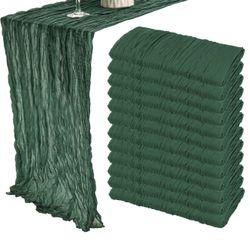 12 Pack 10Ft Cheesecloth Table Runner 35x120 Inch Boho Gauze Table Runner Rustic Cheese Cloth Long Romantic Table Runners for Wedding Bridal Shower Bi