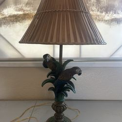 Vintage Chapman Parrot Lamp with Bamboo shade