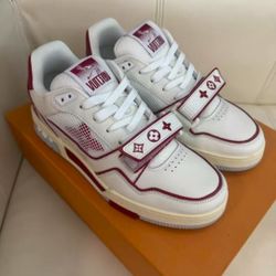 Louis Vuitton T-Rainer White and Red Velcro Padded Shoes