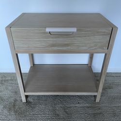 Modern Light Wood Side Table w Drawer & Shelf / Nightstand – 26”