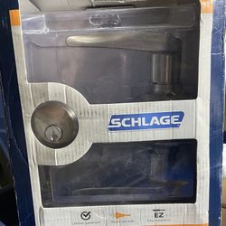 Schlage Sacramento Satin Nickel Single Cylinder Deadbolt and Keyed Entry Door Handle Combo Pack