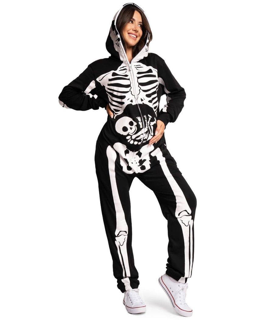 Tipsy Elves Women's Maternity Pregnant Skeleton Jumpsuit Costume