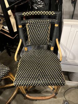 2 Plastic Wicker Barstools
