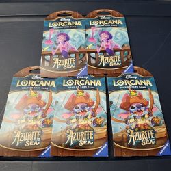 Disney Lorcana Azurite Sea Factory Sealed Booster Pack Lot 5 Packs 