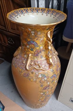 Large Japanese Satsuma Style Porcelain Floor Vase