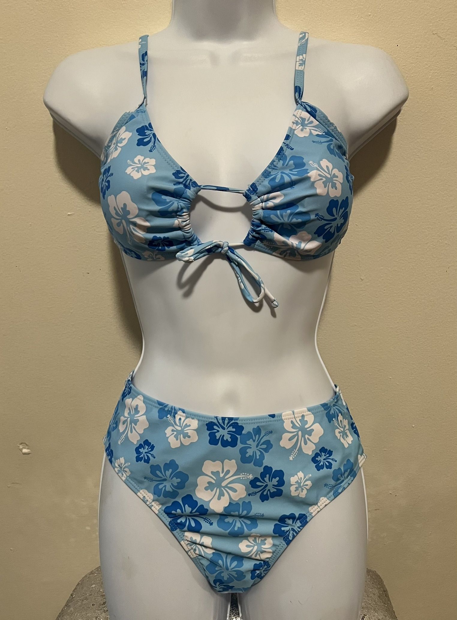Aloha Blue & White Two Piece Bikini Set  Size Small