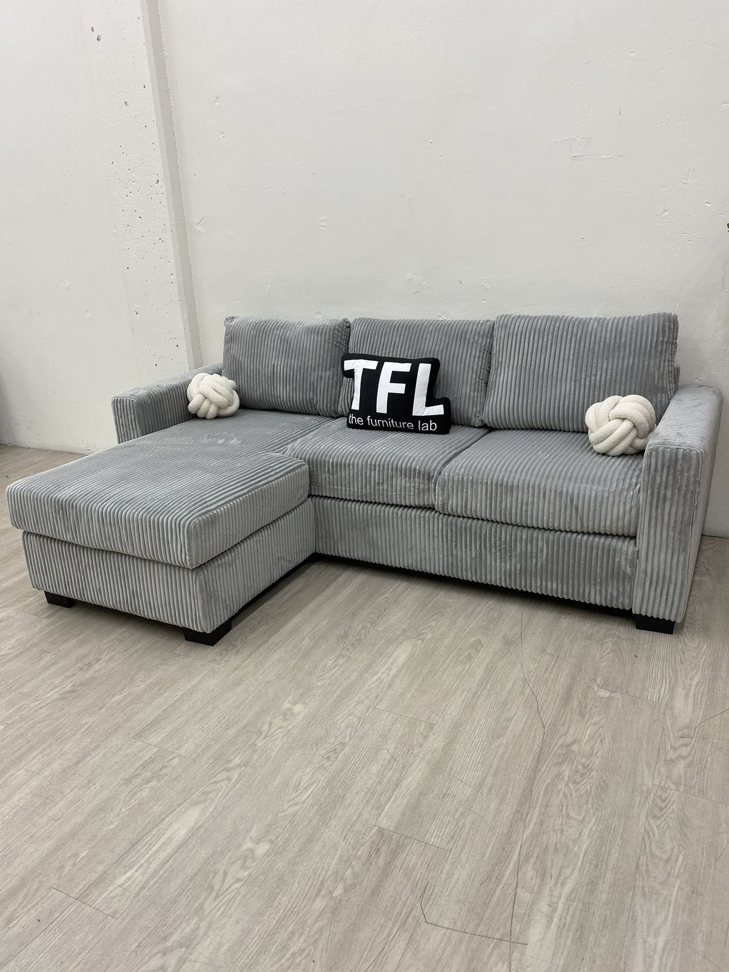 Super Cozy Corduroy Sectional With Chaise