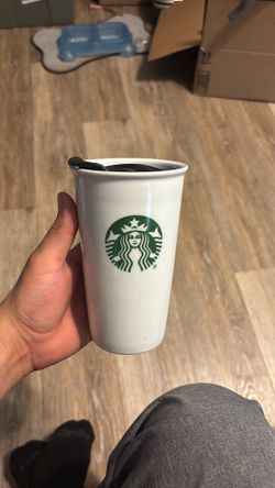 Porcelain Starbucks cup with lid