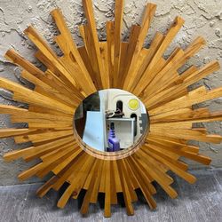 Real Wood Sunburst Mirror - Spin Fantasy - See My Other Items 😀