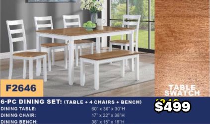 6- Pieces Dinning Set $499